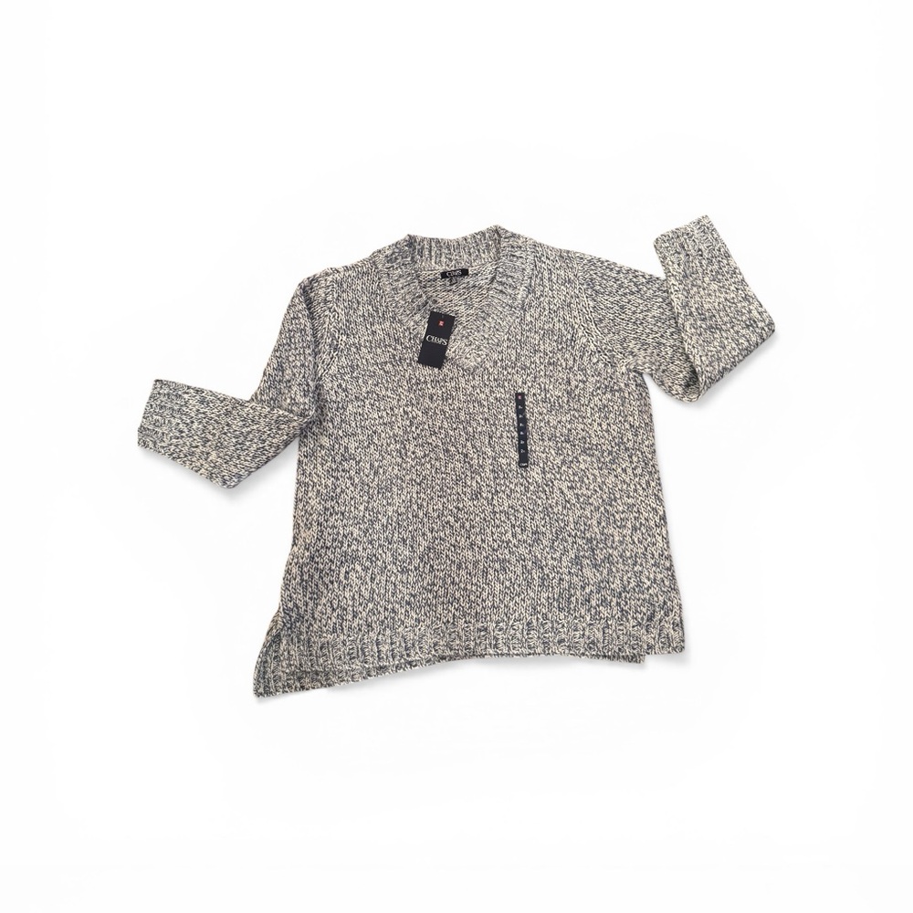 Chaps women's chunky oversized knit sweater size 2x NWT blue/white